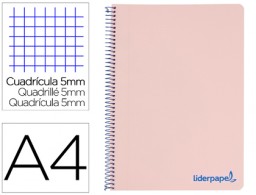Cuaderno espiral Liderpapel Wonder A4 tapa plástico 120h micro 90g c/5mm. color rosa